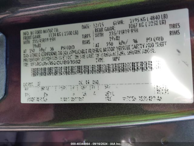 Photo 8 VIN: 1FMCU9G92GUB93082 - FORD ESCAPE 