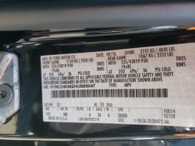 Photo 9 VIN: 1FMCU9G92HUB85047 - FORD ESCAPE 