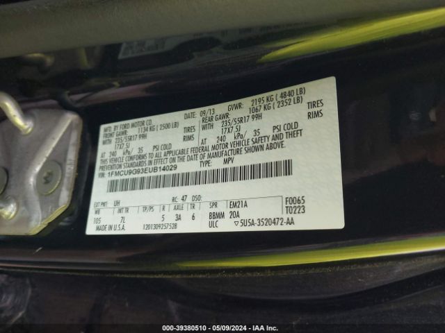 Photo 8 VIN: 1FMCU9G93EUB14029 - FORD ESCAPE 