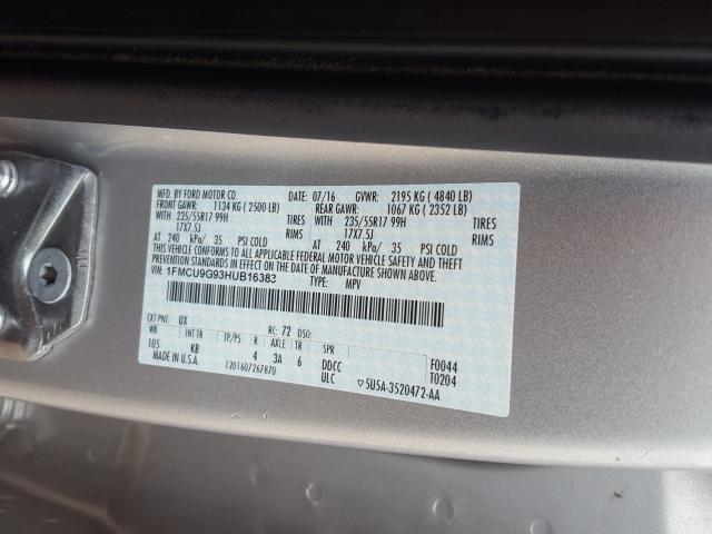 Photo 9 VIN: 1FMCU9G93HUB16383 - FORD ESCAPE SE 