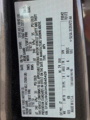 Photo 11 VIN: 1FMCU9G93HUB45429 - FORD ESCAPE SE 