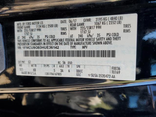 Photo 12 VIN: 1FMCU9G93HUE36142 - FORD ESCAPE SE 