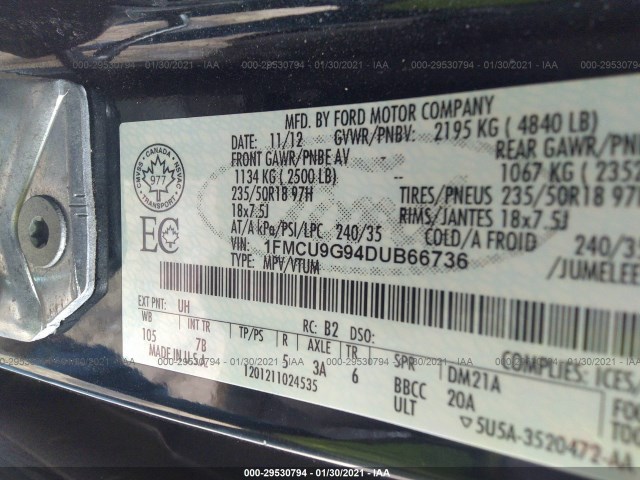 Photo 8 VIN: 1FMCU9G94DUB66736 - FORD ESCAPE 