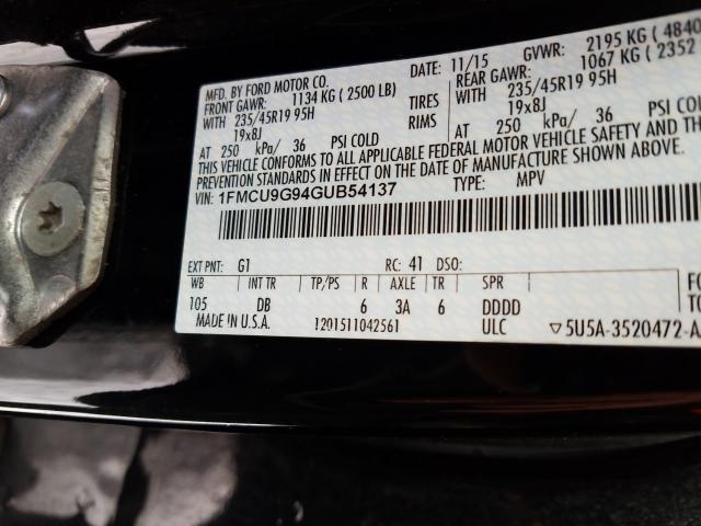 Photo 9 VIN: 1FMCU9G94GUB54137 - FORD ESCAPE SE 