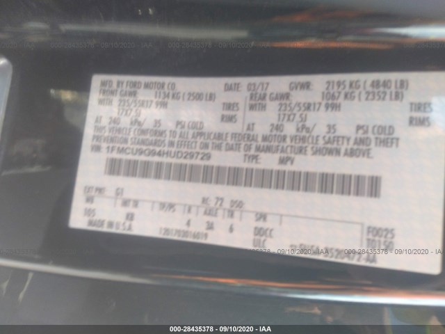 Photo 8 VIN: 1FMCU9G94HUD29729 - FORD ESCAPE 