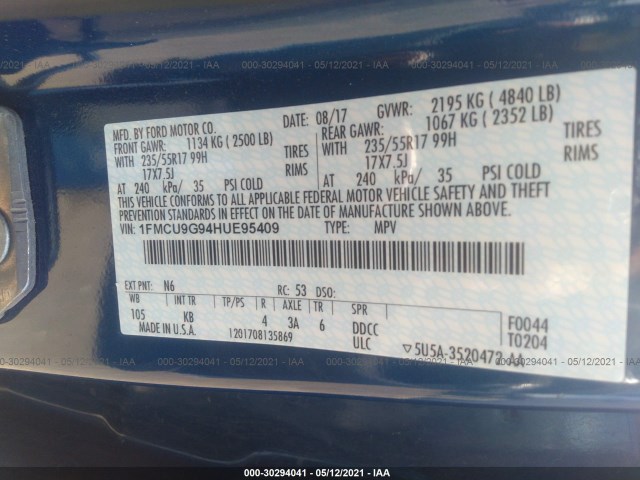 Photo 8 VIN: 1FMCU9G94HUE95409 - FORD ESCAPE 