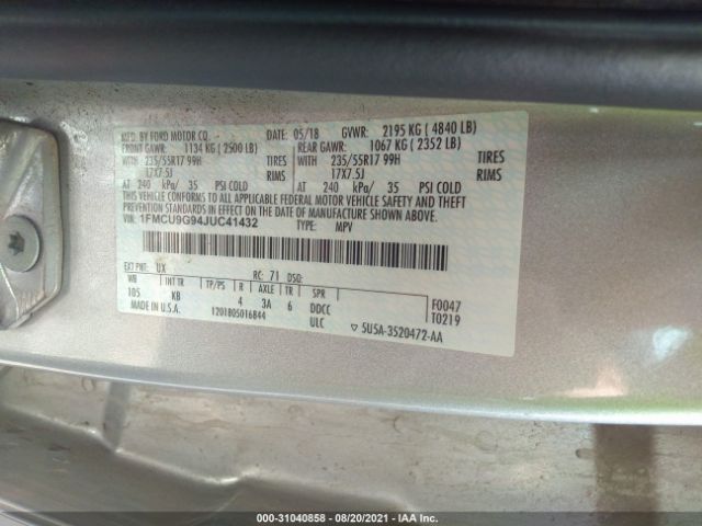 Photo 8 VIN: 1FMCU9G94JUC41432 - FORD ESCAPE 