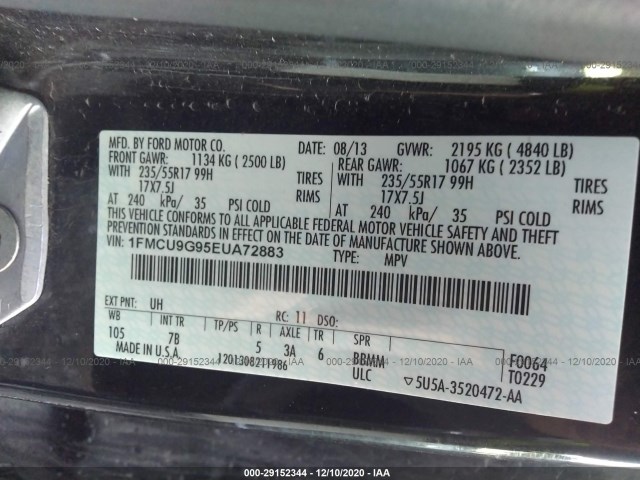 Photo 8 VIN: 1FMCU9G95EUA72883 - FORD ESCAPE 