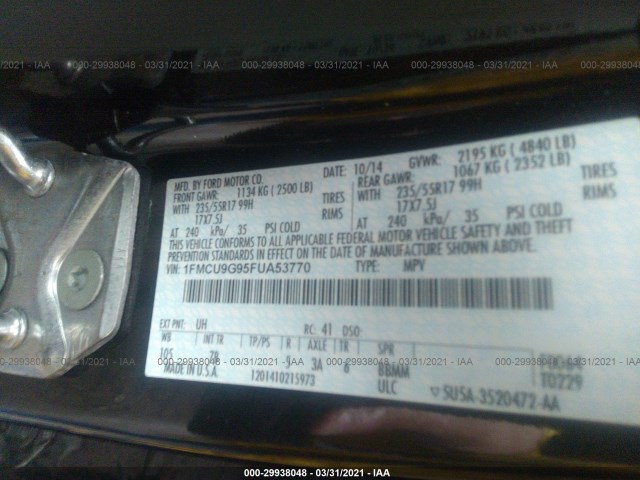 Photo 8 VIN: 1FMCU9G95FUA53770 - FORD ESCAPE 