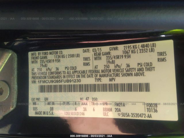 Photo 8 VIN: 1FMCU9G95FUB91230 - FORD ESCAPE 