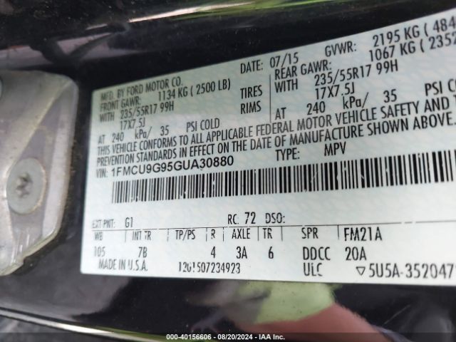 Photo 8 VIN: 1FMCU9G95GUA30880 - FORD ESCAPE 