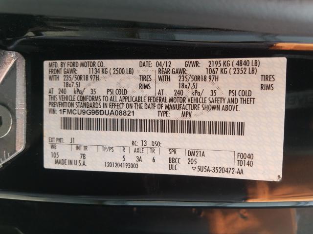 Photo 9 VIN: 1FMCU9G96DUA08821 - FORD ESCAPE SE 