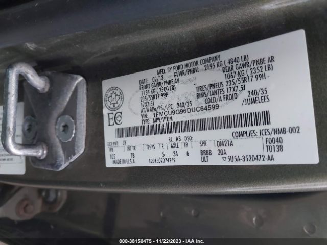 Photo 8 VIN: 1FMCU9G96DUC64599 - FORD ESCAPE 