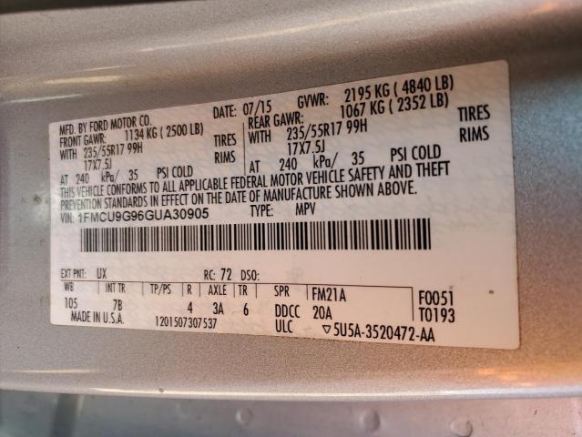 Photo 9 VIN: 1FMCU9G96GUA30905 - FORD ESCAPE SE 