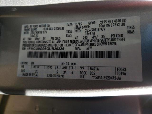 Photo 9 VIN: 1FMCU9G96GUB29224 - FORD ESCAPE 