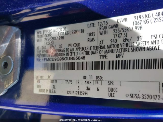 Photo 8 VIN: 1FMCU9G96GUB85048 - FORD ESCAPE 