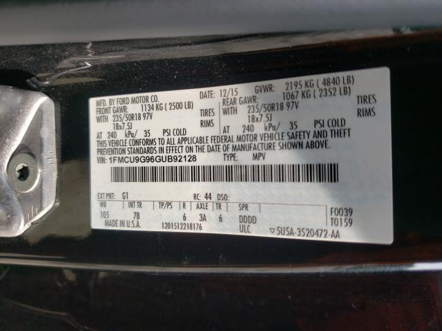 Photo 9 VIN: 1FMCU9G96GUB92128 - FORD ESCAPE SE 