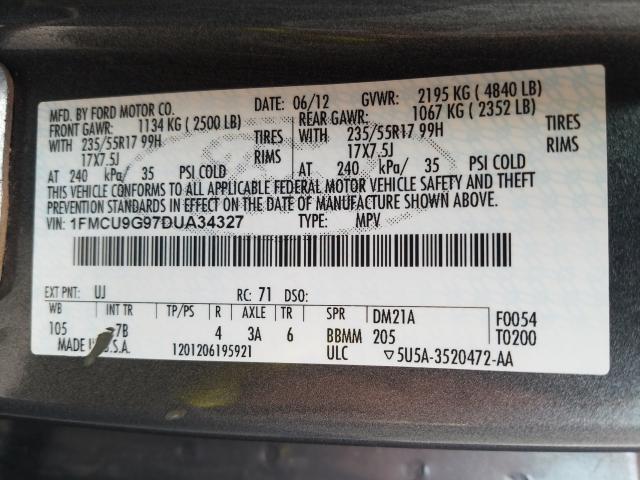 Photo 9 VIN: 1FMCU9G97DUA34327 - FORD ESCAPE SE 