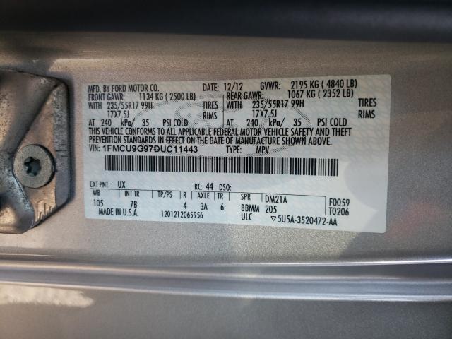 Photo 9 VIN: 1FMCU9G97DUC11443 - FORD ESCAPE SE 