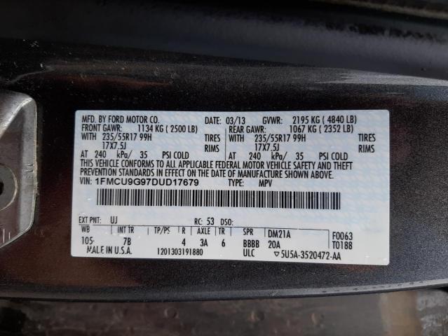 Photo 9 VIN: 1FMCU9G97DUD17679 - FORD ESCAPE SE 