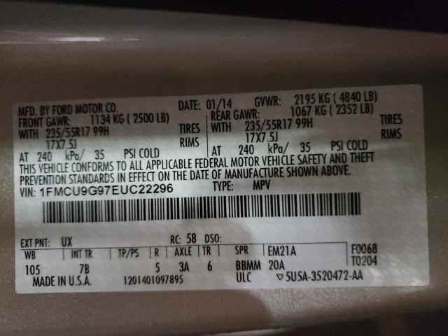 Photo 9 VIN: 1FMCU9G97EUC22296 - FORD ESCAPE SE 