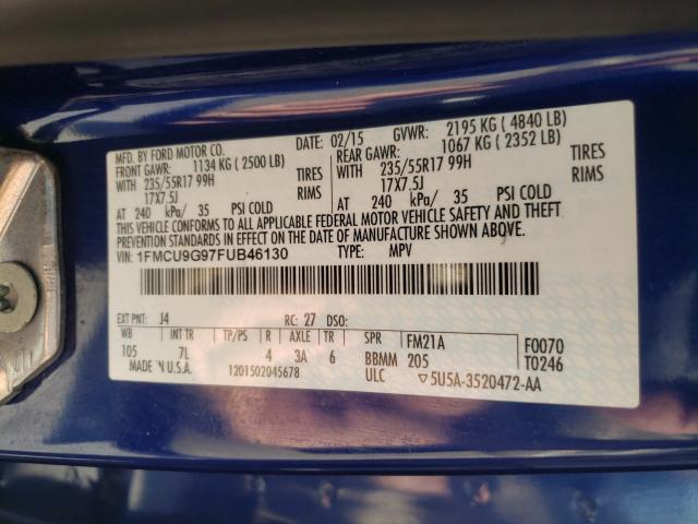 Photo 9 VIN: 1FMCU9G97FUB46130 - FORD ESCAPE SE 