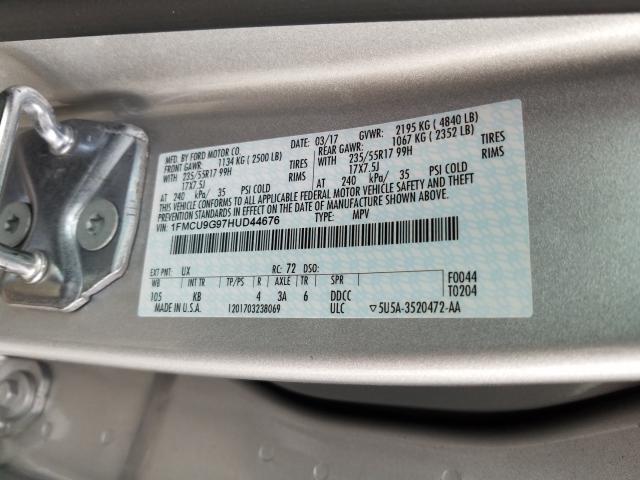 Photo 9 VIN: 1FMCU9G97HUD44676 - FORD ESCAPE SE 