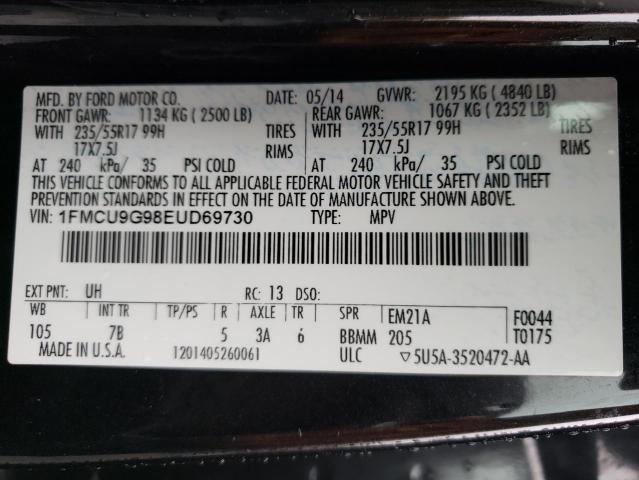 Photo 9 VIN: 1FMCU9G98EUD69730 - FORD ESCAPE SE 