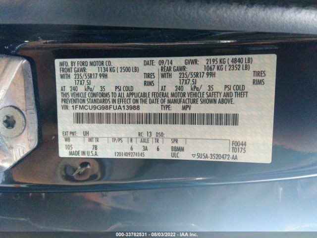 Photo 8 VIN: 1FMCU9G98FUA13988 - FORD ESCAPE 