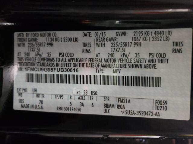 Photo 9 VIN: 1FMCU9G98FUB30616 - FORD ESCAPE SE 