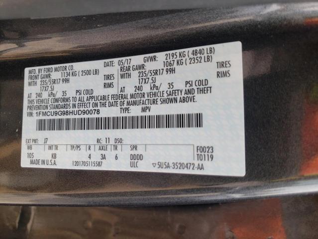 Photo 9 VIN: 1FMCU9G98HUD90078 - FORD ESCAPE SE 