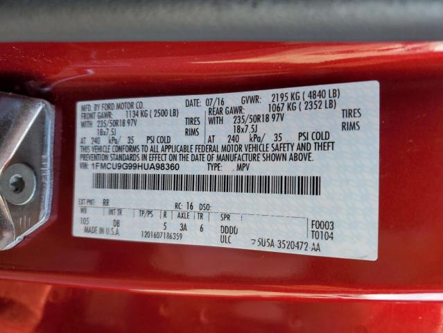 Photo 11 VIN: 1FMCU9G99HUA98360 - FORD ESCAPE SE 