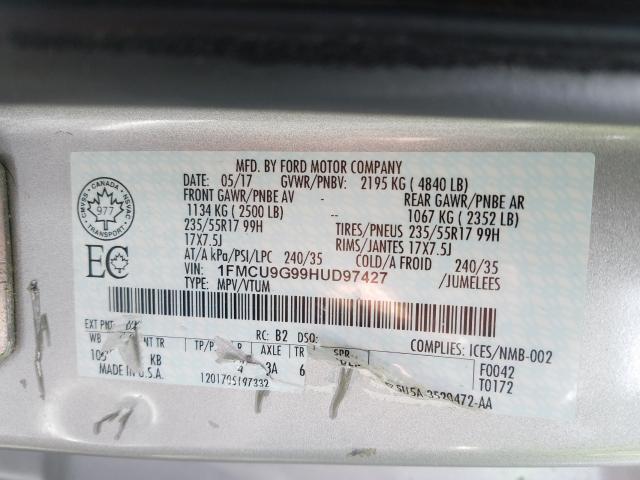 Photo 8 VIN: 1FMCU9G99HUD97427 - FORD ESCAPE SE 