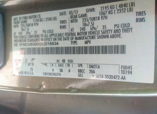 Photo 8 VIN: 1FMCU9G9XDUD16834 - FORD ESCAPE 