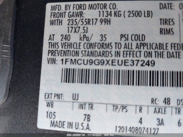 Photo 8 VIN: 1FMCU9G9XEUE37249 - FORD ESCAPE 