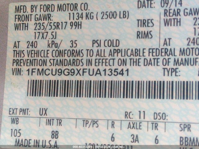 Photo 8 VIN: 1FMCU9G9XFUA13541 - FORD ESCAPE 