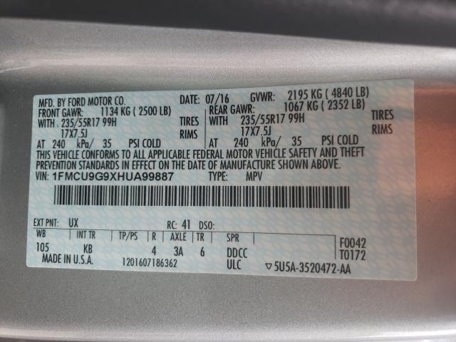 Photo 9 VIN: 1FMCU9G9XHUA99887 - FORD ESCAPE SE 