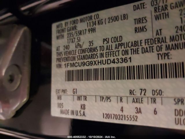 Photo 8 VIN: 1FMCU9G9XHUD43361 - FORD ESCAPE 