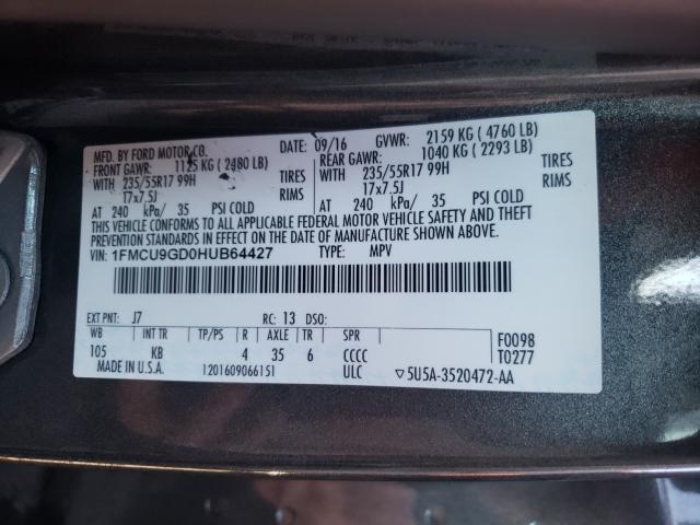 Photo 9 VIN: 1FMCU9GD0HUB64427 - FORD ESCAPE 