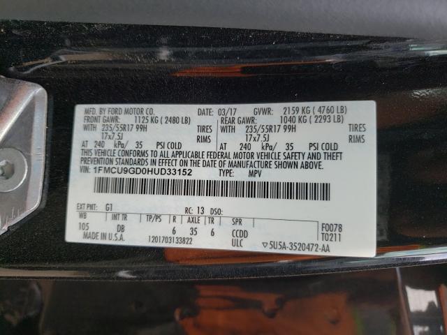 Photo 9 VIN: 1FMCU9GD0HUD33152 - FORD ESCAPE SE 