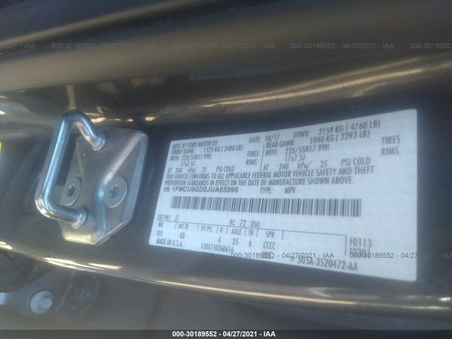 Photo 8 VIN: 1FMCU9GD0JUA65998 - FORD ESCAPE 