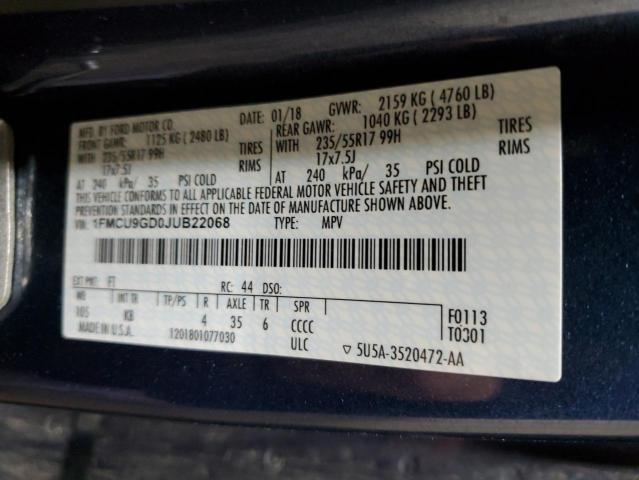 Photo 12 VIN: 1FMCU9GD0JUB22068 - FORD ESCAPE SE 