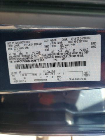 Photo 9 VIN: 1FMCU9GD0JUB73263 - FORD ESCAPE SE 