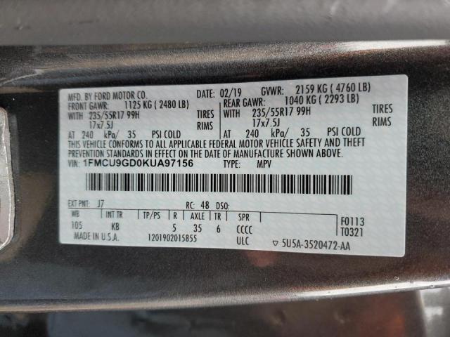 Photo 12 VIN: 1FMCU9GD0KUA97156 - FORD ESCAPE SE 