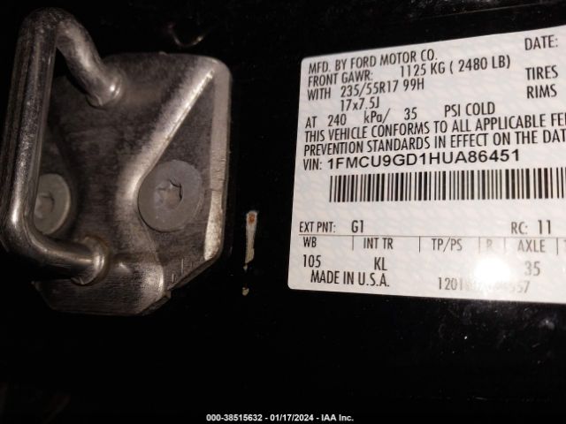 Photo 8 VIN: 1FMCU9GD1HUA86451 - FORD ESCAPE 