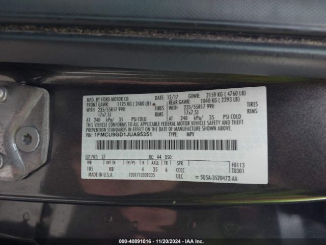 Photo 8 VIN: 1FMCU9GD1JUA95351 - FORD ESCAPE 