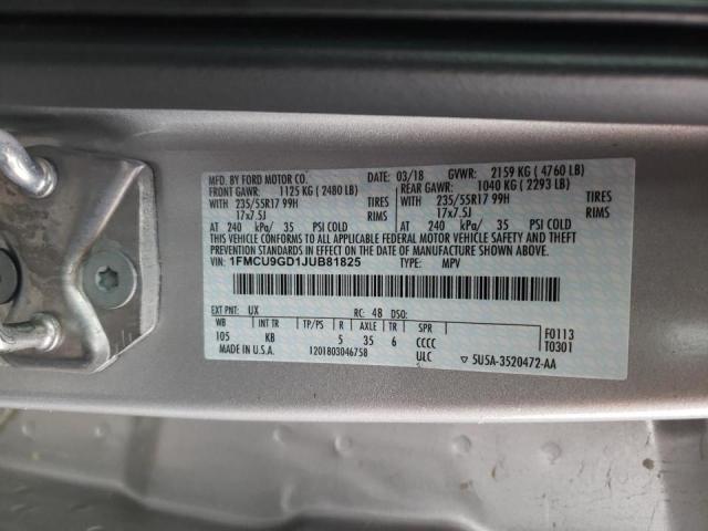 Photo 9 VIN: 1FMCU9GD1JUB81825 - FORD ESCAPE SE 