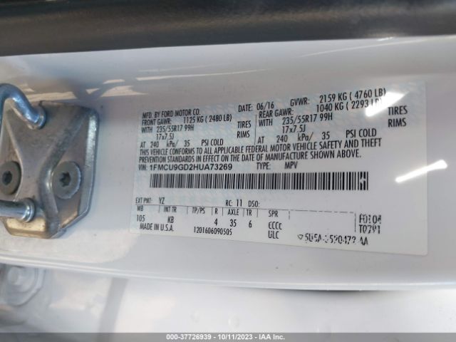 Photo 8 VIN: 1FMCU9GD2HUA73269 - FORD ESCAPE 