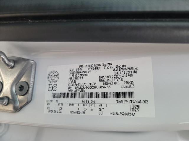 Photo 9 VIN: 1FMCU9GD2HUB24785 - FORD ESCAPE SE 