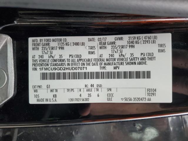 Photo 11 VIN: 1FMCU9GD2HUD07071 - FORD ESCAPE SE 